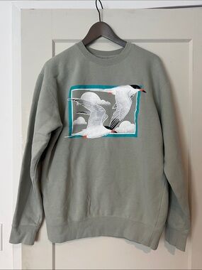 Bird Collective, Men's Crewneck Sweatshirt with Seagull Graphic - Sage Green